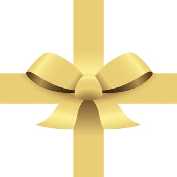 Bow with ribbons colored gold isolated on white background