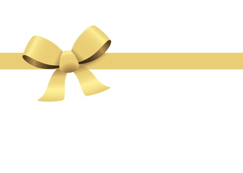 Bow with ribbons colored gold isolated on white background