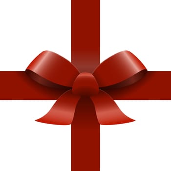 Bow with ribbons colored red isolated on white background