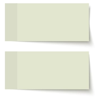 two different sticky papers with shadow colored green on white background