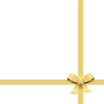 Bow with ribbons colored gold isolated on white background