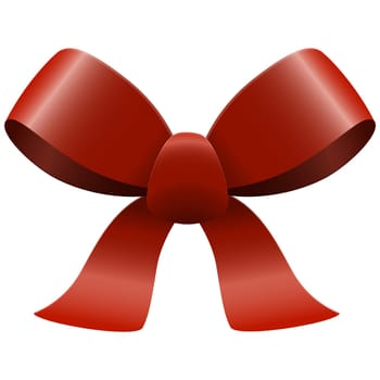 Bow with ribbons colored red isolated on white background