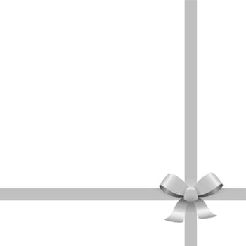 Bow with ribbons colored silver isolated on white background