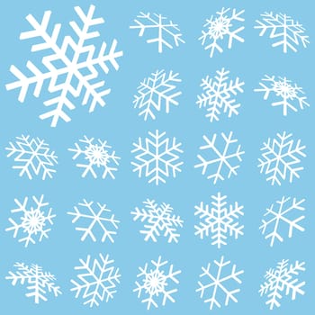collection of abstract three dimensional white snow flakes