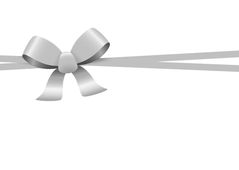 Bow with ribbons colored silver isolated on white background