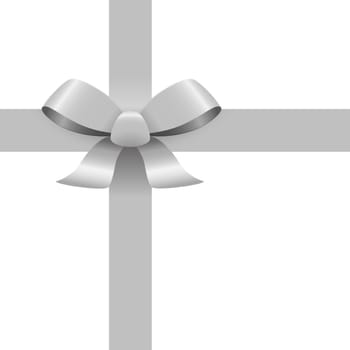 Bow with ribbons colored silver isolated on white background