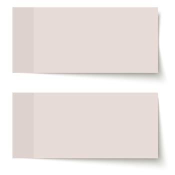 two different sticky papers with shadow colored brown on white background
