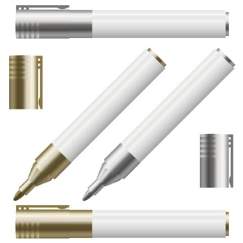 two text markers colored gold and silver opened and closed