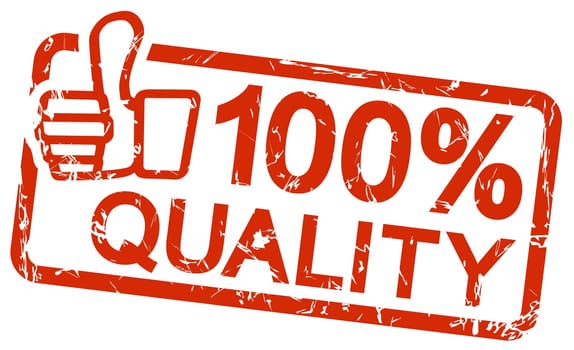 grunge stamp with frame colored red and text 100% quality