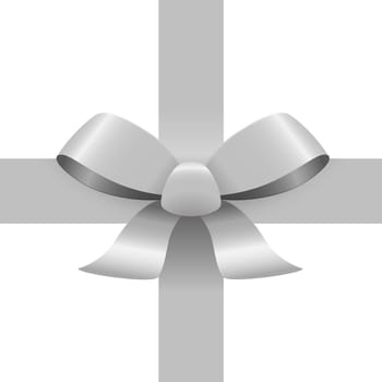 Bow with ribbons colored silver isolated on white background