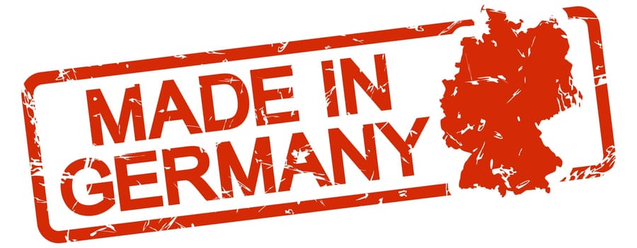 grunge stamp with frame colored red and text Made in Germany