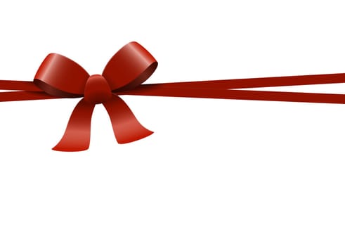 Bow with ribbons colored red isolated on white background