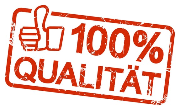 grunge stamp with frame colored red and text 100% quality