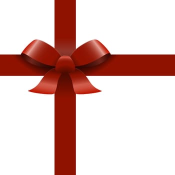 Bow with ribbons colored red isolated on white background