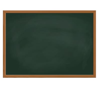 empty green chalk board with brown wooden frame