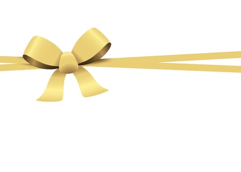 Bow with ribbons colored gold isolated on white background