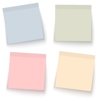 collection of sticky papers with shadow in four different colors