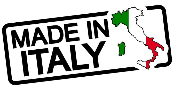 stamp with frame colored black and text Made in Italy