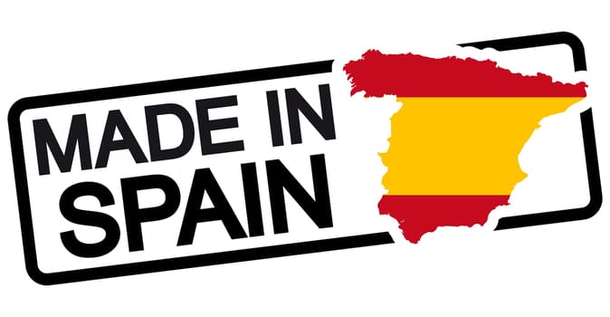 stamp with frame colored black and text Made in Spain