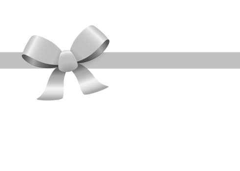 Bow with ribbons colored silver isolated on white background