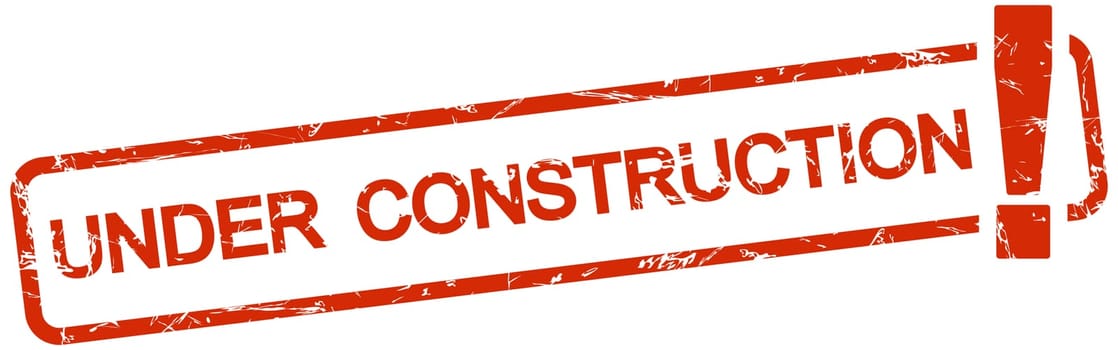 grunge stamp with frame colored red and text under construction