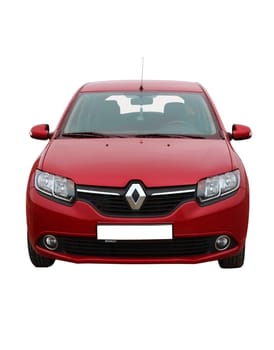 red Renault Sandero isolated on the white background