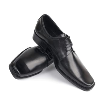Pair of man's black shoes isolated on white background