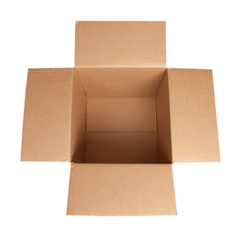 Open carton box isolated on white background