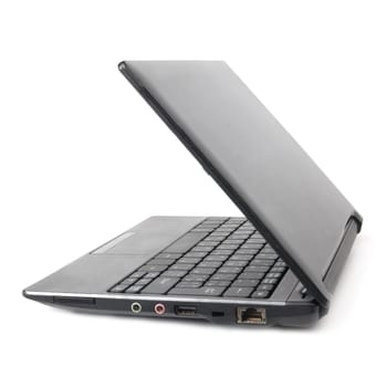 Laptop with empty screen isolated on white