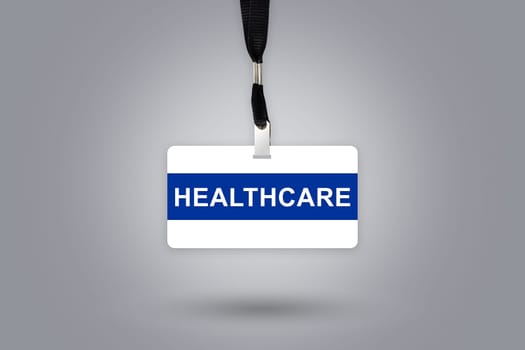 healthcare on badge with grey radial gradient background