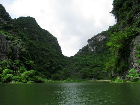 Landscape with moutain and river, Trang An, Ninh Binh, Vietnam