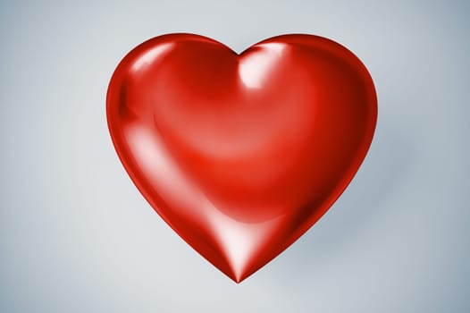 Red plastic shining heart. Clipping path included.