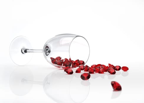Glass felt down, with many red diamonds came out of it, instead of the wine.