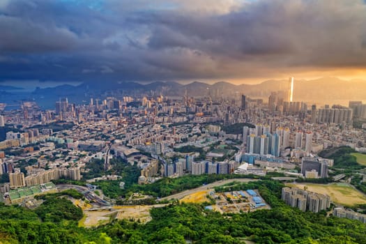 Hong Kong City skyline Sunset