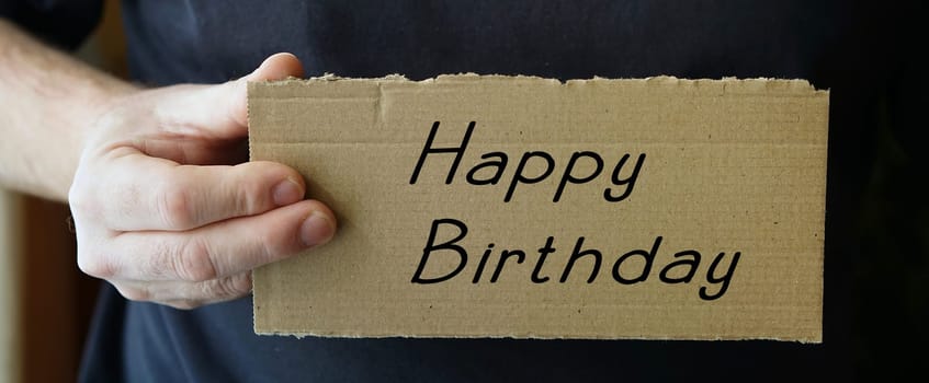 Birthday greeting on a piece of cardboard