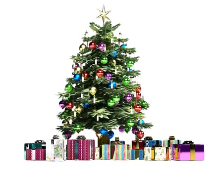 Christmass tree with several gifts