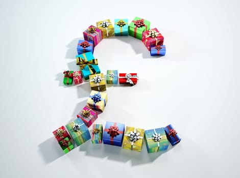 Pound Sterling sign, made of many gifts.