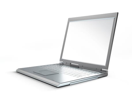 Laptop on white background.