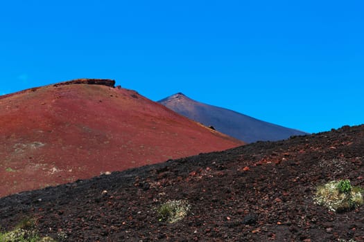 The volcano Aetna in Sicily mountains and side craters
