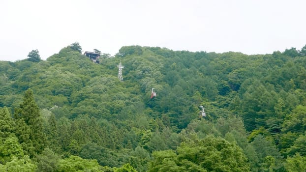Cablecar station and cable cars in one of Japan mountains