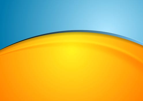 Orange and blue shiny waves background