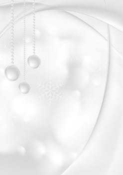 Holiday background with waves and Christmas balls