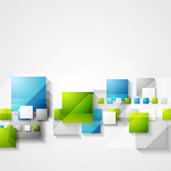 Shiny hi-tech green and blue squares background