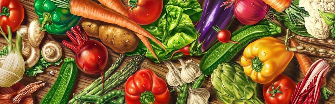 many vegetables laying on a table
