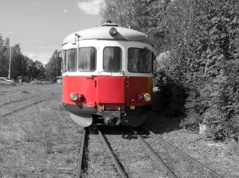 one old railbuss on the station wait for the passanger