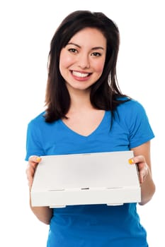 Pretty woman holding a parcel