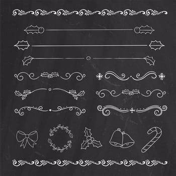 Christmas drawing symbols and icons design element collection set