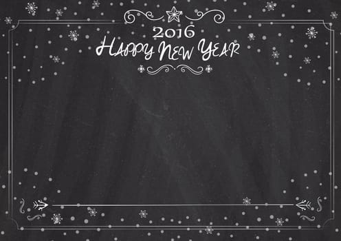Cafe menu classic blackboard background with new year drawing