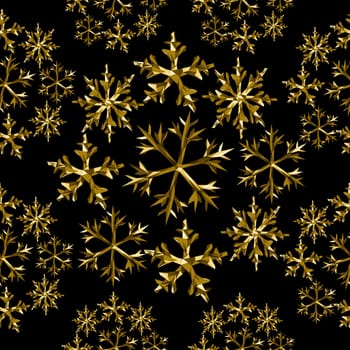 Winter gold low poly seamless pattern, snowflake concept background ideal for Christmas, new year or holiday. EPS10 vector.