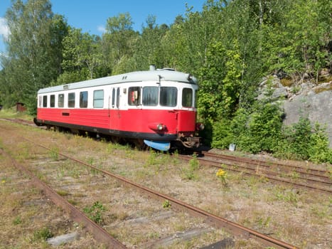 one old railbuss on the station wait for the passanger